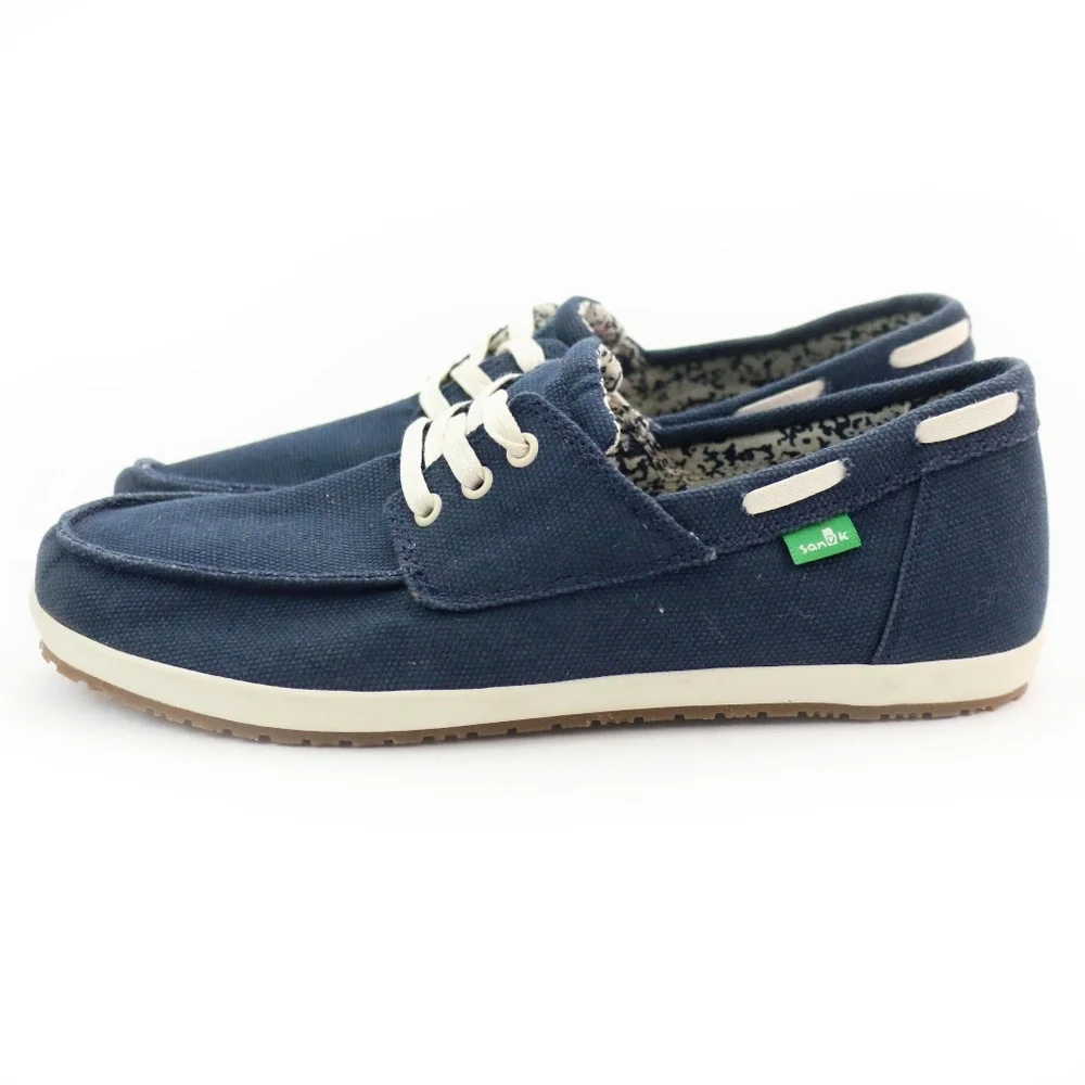 Sanuk Casa Barco Navy Blue Boat Shoes NEW!